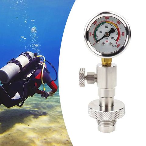 Yoke Tank Pressure Gauge For Scuba Diving Stainless Steel Compact Regulator Intermediate Pressure Checker With Vent Bleed Valve