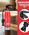 Realistic Water Squirt Fire Extinguisher Toy For Kids Pretend Play Durable Plastic displayed indoors with precision gauge and nozzle.