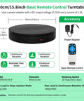 Heavy Duty Remote Controlled Motorized Turntable With Speed Adjustment For Professional 3D Scanning And Showcase Photography Rotating Platform That Handles Massive Loads Up To 400 Pounds Smoothly, 40cm diameter.