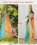 Heavy Duty Straight Up Smooth Sensory Swing For Kids And Adults Indoor Outdoor Cuddle Hammock Chair in vibrant colors.