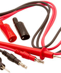 Pro Grade 48 Inch Test Leads With Insulated Screw On Alligator Clips For Digital Multimeters, red and black color coded wires visible