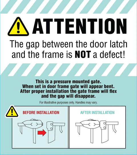 Installation warning for Extra Tall Wall Safe Baby Gate Fits Openings From 29 To 41.5 Inches 36 Inch Tall Gate With Wall Cups Anti Scuff Pads