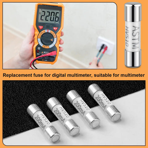 Four Pack Heavy Duty Fast Blow Glass Ceramic Fuses 5x20mm HV510 600VAC Replacement Kit for Multimeters and Outdoor LED Lights