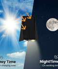 Solar Powered Up Down Wall Lights Dusk To Dawn Outdoor Flood Lights Sconce showing day-night performance