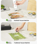 60 Piece Vacuum Sealer Bags Set For Food Storage In Three Sizes 8x10, 10x13.8, And 11.8x13.8 Inches BPA Free shown with vacuum sealer