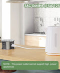 Pop Up Power Outlet Station With 3 AC Plugs And USB A Plus USB C, Recessed Socket On Kitchen Countertop With Kettle