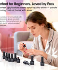 Woman using Dope 24 Piece Gel Nail Polish Set With 20 Colors Plus Base Coat And Cateye Top Coat UV Cured Soak Off Nail Kit