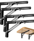 ZOENHOU 4-pack 14-inch folding shelf brackets, black metal, wall-mounted with locking arms