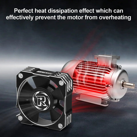 Ultra Fast RC Brushless Motor Cooling Fan For 1 8th And 1 10th Scale Cars, 35mm Diameter, Up To 21000 RPM, black fan and motor