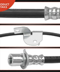 Front Brake Hydraulic Hose Pair For Ford F150 2010 2011 with metal end fittings, no bracket, black rubber material, pack of 2