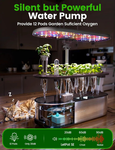 Smart Indoor Hydroponic Garden System With 12 Pods App And WiFi Control Dope 24W LED Grow Light 5.5L Water Tank Pump System And Auto Timer For Fresh Herbs At Home on kitchen counter