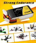 Pro Grade 11.1V 650mAh 75C 3S1P LiPo Battery Pack With XT30 Plug with drone compatibility image.
