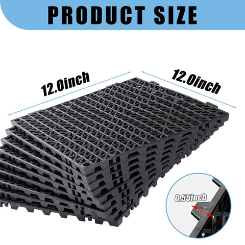 Interlocking drainage floor tiles 12x12 inch pack of 12 non slip mats with drainage holes for shower pool deck wet areas basement garage and shed