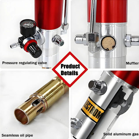 Professional High Pressure Pneumatic Grease Pump With Reinforced Air Hose And Locking Lid Job Site Tough Workhorse Featuring Thick Rubber Suction Cup To Stop Spills And Save Cash On Lubricants