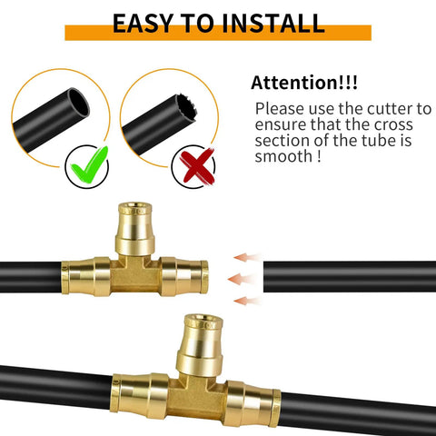 One Quarter Inch Tee Union Push To Connect Fittings DOT Approved Brass Air Brake Line installation guide with brass tee and hose