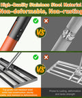 Comparison of Stainless Steel Leveling Rake With 78 Inch Adjustable Handle, showing durable non-rusting features