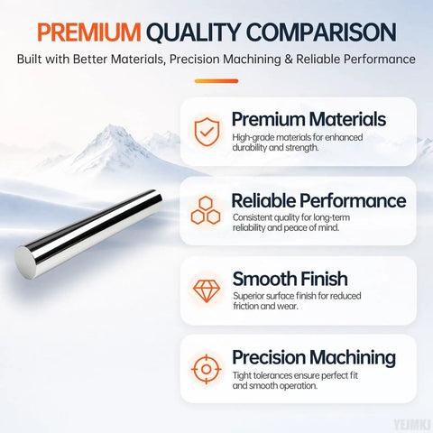 Two Piece 10mm X 200mm Linear Motion Rods showcasing chrome finish and smooth surface for reliable linear rail systems.