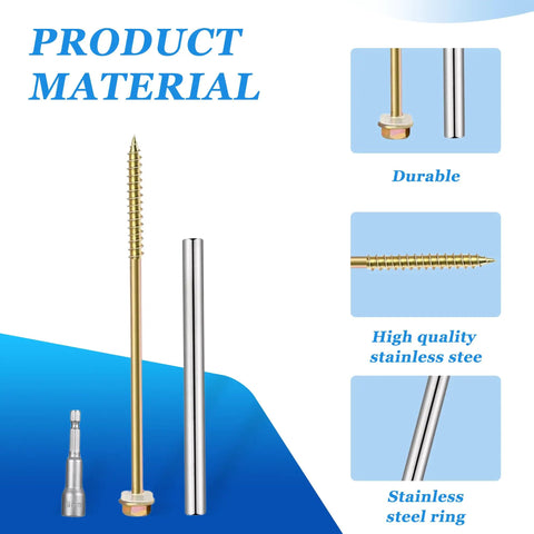 10 Pack 7 Inch Gutter Screws With Stainless Steel Sleeves And Set Nails, Rust Resistant Self Tapping Gutter Hanger Screws