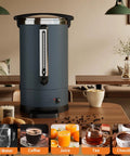 Large Capacity Stainless Steel Coffee Urn 12L Electric Coffee Maker With Double Wall Insulation on table with beverages
