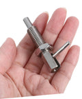 Heavy Duty Stainless Steel Indexing Plunger Pin With Durable Spring Latch Secure Locking Mechanism For Cabinets And Workshop Gear Easy Install And Built Tough As Nails Every Day held in hand.