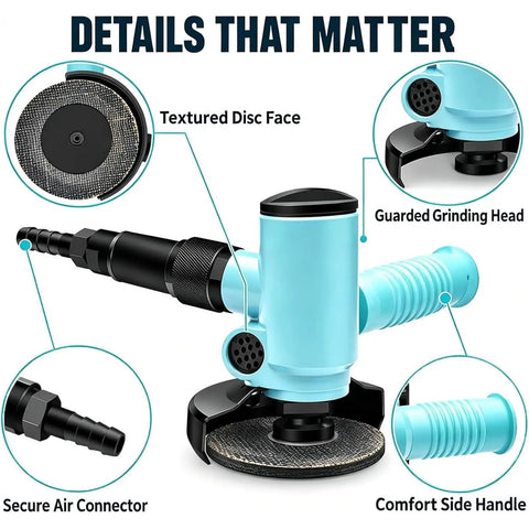 Heavy Duty 4 Inch Pneumatic Angle Grinder Pro Grade Air Powered Grinding Machine Runs Smooth With Slick Side Exhaust Venting details