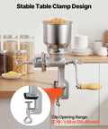 Manual Grain Mill With High Hopper, Hand Crank Corn Grinder, Heavy Duty Cast Iron Wheat Grinder, Stable Table Clamp