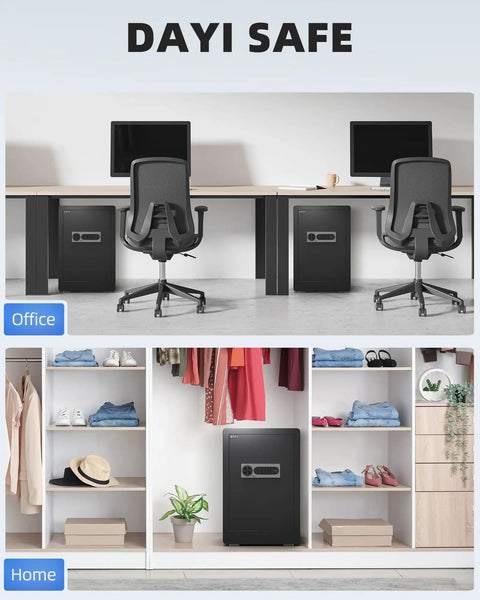 3.0 Cubic Feet Home Safe Box under desk and in closet with fireproof waterproof bag, digital keypad, dual alarm system