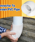 Four Piece Two Inch PVC Elbow Fittings 90 Degree Right Angle Two Way Adapters for Sch 40 PVC Pipe DIY garden connector shown.