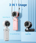 Three Portable Handheld Turbo Fans With 5 Gear Wind, Battery Operated, Up To 12 Hours Run Time, 3-In-1 Air Turbo Tech