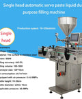 Badass Auto Liquid Filling Machine With Single Head Servo Pump And Steel Conveyor Belt For Viscous Sauces Honey Jam Bottling Shop Grade No Fuss 110V Rig with stainless steel body.
