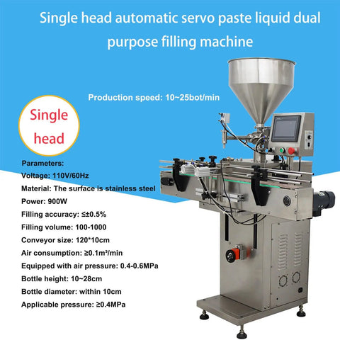 Badass Auto Liquid Filling Machine With Single Head Servo Pump And Steel Conveyor Belt For Viscous Sauces Honey Jam Bottling Shop Grade No Fuss 110V Rig with stainless steel body.