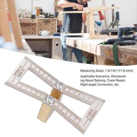 Precision Dovetail Marker And Scribing Gauge For Fine Woodworking Shops, brass and stainless steel, measuring slope for woodwork tasks.