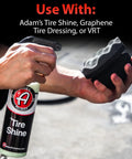 Person using Hex Grip Tire Dressing Applicator Three Pack For Fast Tire Shine with tire shine spray bottle