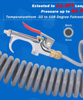 Heavy Duty Truck Air Blow Gun Kit With One Quarter Inch Eleven And A Half Foot Nylon Coil Hose Brass Fittings Lever Duster