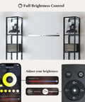 66 Inch Glass Dimmable LED Floor Lamp With Shelves For Bedroom And Living Room, brightness control panel and phone app