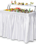 Two Tier Folding Ice Table With Drain And Detachable Skirt, 4 Foot Ice Cooler Table with drinks and food for parties