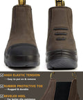 Mens Steel Toe Waterproof Work Boots Slip On Safety Shoes With Slip Resistant And Anti Static Design 200J Toecap