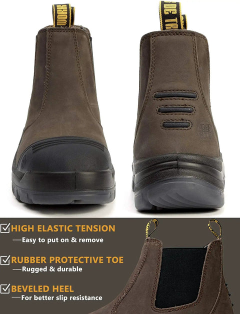 Mens Steel Toe Waterproof Work Boots Slip On Safety Shoes With Slip Resistant And Anti Static Design 200J Toecap