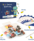 Totally Cool STEM Kits For Kids Ages 6 to 12 with assembly kits, gift box, and screwdriver for robotics building.