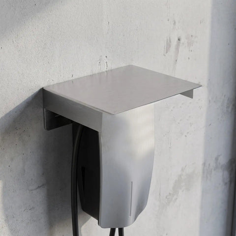 Rock Solid Outdoor EV Charging Station Protector Stainless Steel Cover mounted on wall, showcasing heavy duty rust proof design.