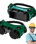 Rock Solid Industrial Welding Goggles Flip Up Safety Glasses with polycarbonate lenses and adjustable headband for welder eye protection.