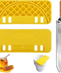 Beekeeping Uncapping Kit including yellow tank holder and serrated knife, fits 5 gallon buckets, for honey frames