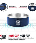 Hella Durable Double Wall Insulated Dog Bowl Made From Premium Stainless Steel Featuring A Slick Non Slip Bottom And Spill Proof Rim Design That Is Dishwasher Ready For Every Sized Pet In Cool Blue, heavy-duty pet bowl, 24 cups capacity.