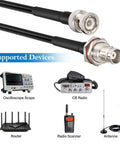2 Pack 50 Ohm RG58 BNC Male To Female Coax Cable, 3 Foot Low Loss Antenna Extension For CB Radio, VHF Ham Radio, Wireless Microphone, CCTV