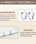 Easy Install T8 U Clip Light Fixture Holder Set Steel Pipe Clamps For Ceiling LED Tube Lights And Fluorescent Tubes Pack Of 36 Durable Silver Tone Mounts For Home Office Garage Workshop shown with manganese steel construction and easy installation process for secure tube fastening.