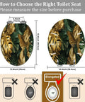Elongated Resin Toilet Seat for Bathroom showing dimensions and fitting guide for proper installation.
