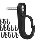 Heavy Duty Screw In Hooks For Outdoor String Lights And Indoor Decor, Hang Lights, Curtains, Ropes And More With Safety Buckle Design And Easy Release, 14 Pack Black