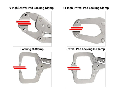 Locking Pliers And Clamps Set 18 Piece Heavy Duty Tool Kit With 9 Inch 11 Inch Swivel Pad Clamps and Locking C-Clamp