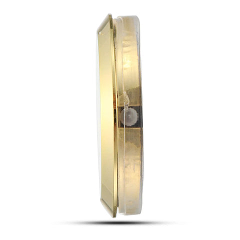 Side view of Mini Clock Insert 1 7/16 Inch Quartz Movement With White Dial, Gold Tone Bezel And Arabic Numerals, round fit up clock model CK094GD