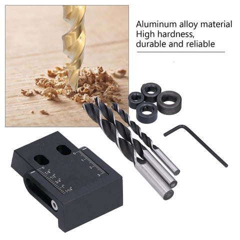 Pro Grade Pocket Hole Jig Kit With 15 Degree Drill Angle, Aluminum Alloy Oblique Hole Locator, Three Drill Guides displayed